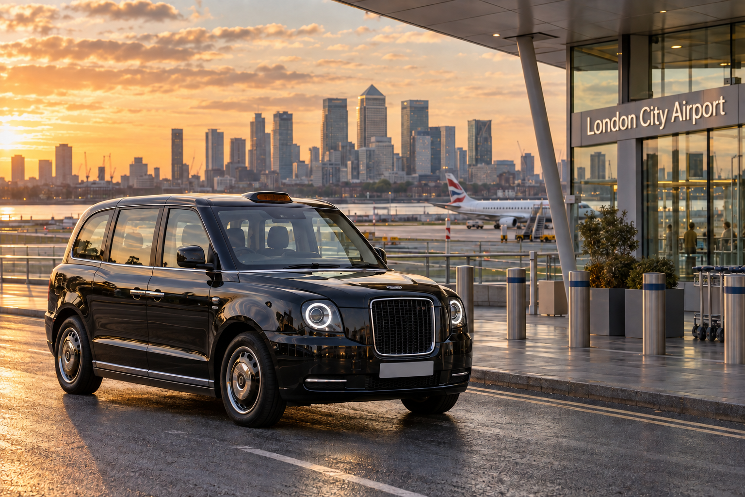 London black cab at London City Airport