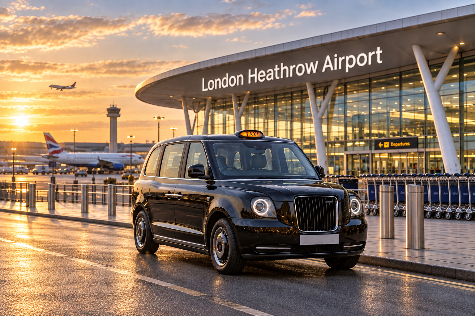 London black cab at London Heathrow Airport